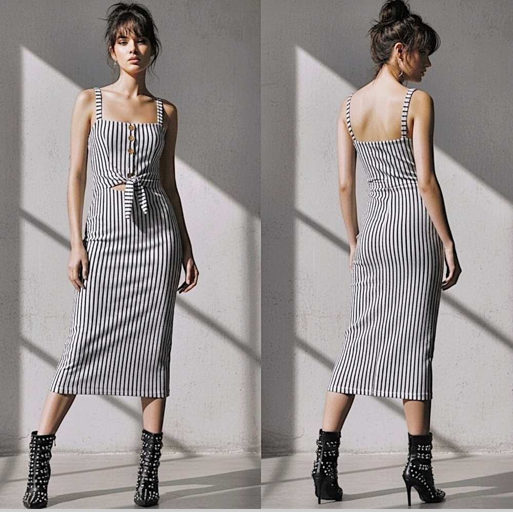 Striped Black and White Women's Dress